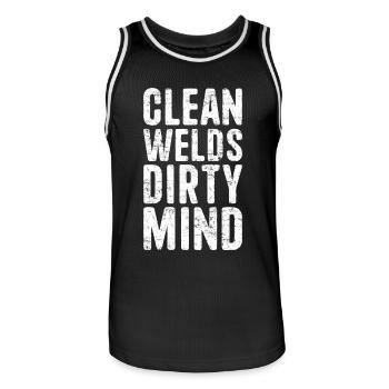Clean Welds Dirty Mind Welding Welder - Men's Basketball Jersey - black/white - Front - AI Model Male 185 dark (185cm)