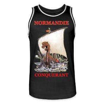 NORMANDY CONQUERANT creation Louis RUNEMBERG © - Men's Basketball Jersey - black/white - Front - AI Model Male 185 dark (185cm)