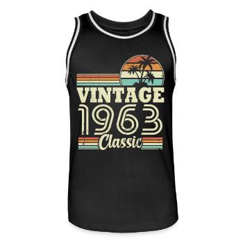 Vintage 1963 Classic, birthday gift 60 years - Men's Basketball Jersey - black/white - Front - AI Model Male 185 dark (185cm)