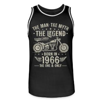 1966 Vintage homme mythe légende moto - Maillot de basket Homme - noir/blanc - Devant - AI Model Male 185 dark (185cm)