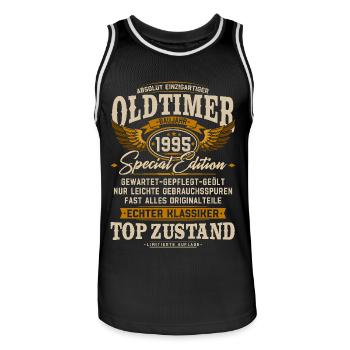 Oldtimer 1995 Jahrgang geboren Geburtstag Geschenk - Männer Basketball-Trikot - Schwarz/Weiß - Vorne - AI Model Male 185 dark (185cm)