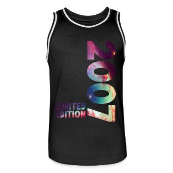 2007 Limited Edition 2007 Jahrgang Geburtstag - Männer Basketball-Trikot - Schwarz/Weiß - Vorne - AI Model Male 185 dark (185cm)