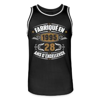 Cadeau d'anniversaire 28 ans, Fabriqué en 1995 - Maillot de basket Homme - noir/blanc - Devant - AI Model Male 185 dark (185cm)