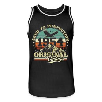 Original 1954 Vintage Vintage Retro Birthday - Men's Basketball Jersey - black/white - Front - AI Model Male 185 dark (185cm)