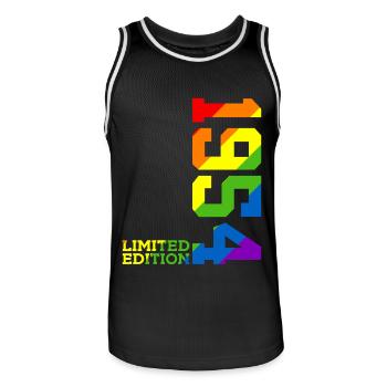LGBTQ 1954 REGENBOGEN QUEER 72. GEBURTSTAG PRIDE - Männer Basketball-Trikot - Schwarz/Weiß - Vorne - AI Model Male 185 dark (185cm)