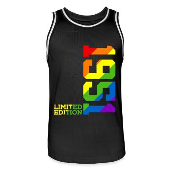 LGBTQ 1951 REGENBOGEN QUEER 75. GEBURTSTAG PRIDE - Männer Basketball-Trikot - Schwarz/Weiß - Vorne - AI Model Male 185 dark (185cm)