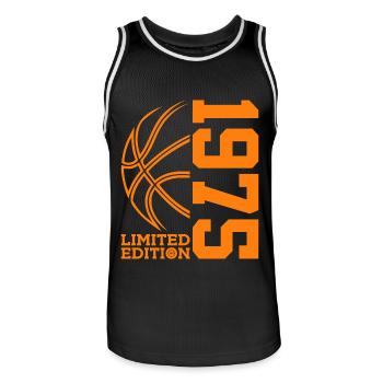 LIMITED EDITION 1975 BASKETBALL 51. GEBURTSTAG - Männer Basketball-Trikot - Schwarz/Weiß - Vorne - AI Model Male 185 dark (185cm)