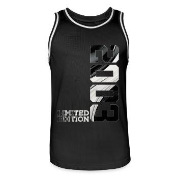 LIMITED EDITION 2003 23RD BIRTHDAY - Men's Basketball Jersey - black/white - Front - AI Model Male 185 dark (185cm)