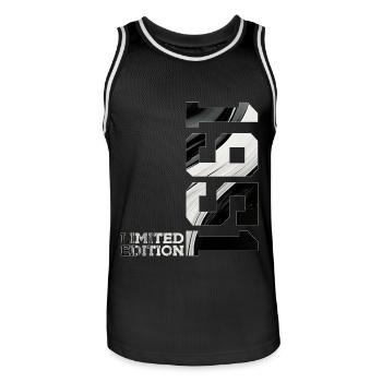 LIMITED EDITION 1951 75TH BIRTHDAY - Men's Basketball Jersey - black/white - Front - AI Model Male 185 dark (185cm)