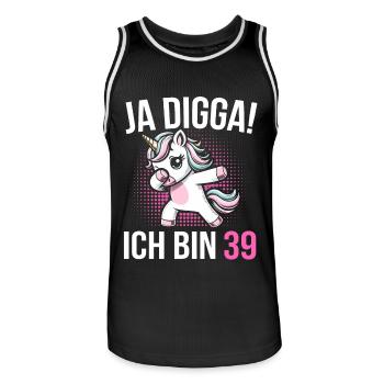 39. Geburtstag Frauen Einhorn Geschenk - Männer Basketball-Trikot - Schwarz/Weiß - Vorne - AI Model Male 185 dark (185cm)