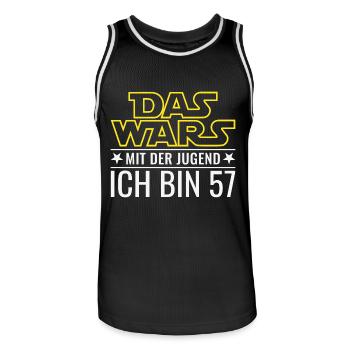 Das wars mit der Jugend - 57. Geburtstag Geschenk - Männer Basketball-Trikot - Schwarz/Weiß - Vorne - AI Model Male 185 dark (185cm)