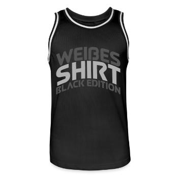 Weißes Shirt - Black Edition - Geschenk Fun Happy - Männer Basketball-Trikot - Schwarz/Weiß - Vorne - AI Model Male 185 dark (185cm)