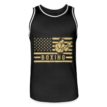 Boxen USA - Männer Basketball-Trikot - Schwarz/Weiß - Vorne - AI Model Male 185 dark (185cm)