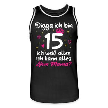 15ème anniversaire fille Digga j’ai 15 ans - Maillot de basket Homme - noir/blanc - Devant - AI Model Male 185 dark (185cm)