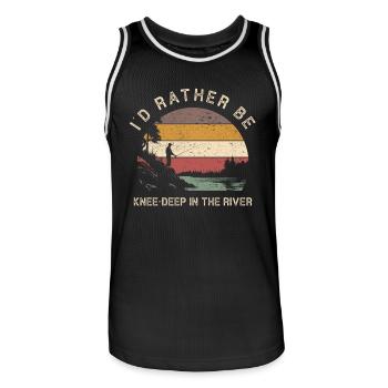 I'd Rather Be Knee Deep In The River Fishing - Men's Basketball Jersey - black/white - Front - AI Model Male 185 dark (185cm)