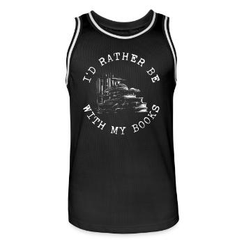 Je préfère être avec mes livres Lesen Buchliebhaber - Maillot de basket Homme - noir/blanc - Devant - AI Model Male 185 dark (185cm)