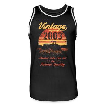 Vintage 2003 Landwirt Geburtstag Traktor Geschenk - Männer Basketball-Trikot - Schwarz/Weiß - Vorne - AI Model Male 185 dark (185cm)