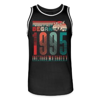Birthday 1995 Vintage March Retro Gift - Men's Basketball Jersey - black/white - Front - AI Model Male 185 dark (185cm)