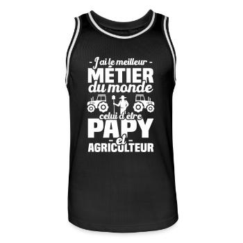 Meilleur métier du monde papy et agriculteur - Maillot de basket Homme - noir/blanc - Devant - AI Model Male 185 dark (185cm)