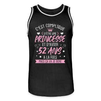 Une princesse et d'avoir 52 ans, Cadeau 52 ans - Maillot de basket Homme - noir/blanc - Devant - AI Model Male 185 dark (185cm)