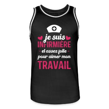 Je suis infirmière, et aimer mon travail - Maillot de basket Homme - noir/blanc - Devant - AI Model Male 185 dark (185cm)