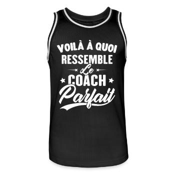Coach Parfait Cadeau Humour Personnalisé - Maillot de basket Homme - noir/blanc - Devant - AI Model Male 185 dark (185cm)