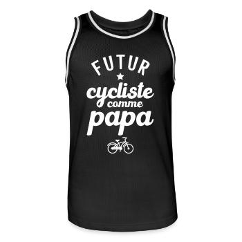 Futur cycliste comme papa - Maillot de basket Homme - noir/blanc - Devant - AI Model Male 185 dark (185cm)