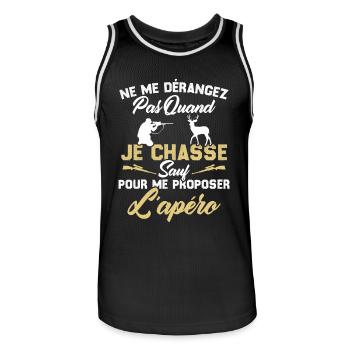 Ne me dérangez pas quand je chasse Cadeau chasseur - Maillot de basket Homme - noir/blanc - Devant - AI Model Male 185 dark (185cm)