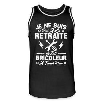 Pas à la retraite je suis bricoleur à temps plein - Maillot de basket Homme - noir/blanc - Devant - AI Model Male 185 dark (185cm)