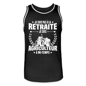 Je suis pas à la retraite je suis agriculteur - Maillot de basket Homme - noir/blanc - Devant - AI Model Male 185 dark (185cm)