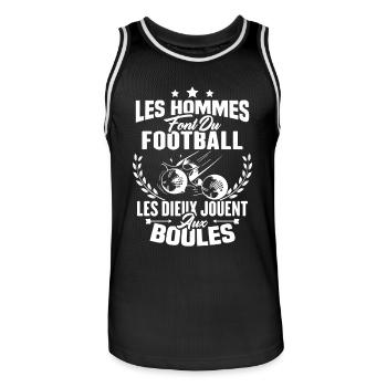 Hommes font du football les dieux jouent aux boule - Maillot de basket Homme - noir/blanc - Devant - AI Model Male 185 dark (185cm)