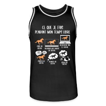 Ce que je fais pendant mon temps libre cheval - Maillot de basket Homme - noir/blanc - Devant - AI Model Male 185 dark (185cm)