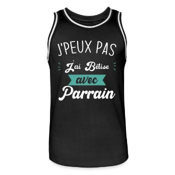 J'peux pas j'ai bêtise avec parrain - Maillot de basket Homme - noir/blanc - Devant - AI Model Male 185 dark (185cm)