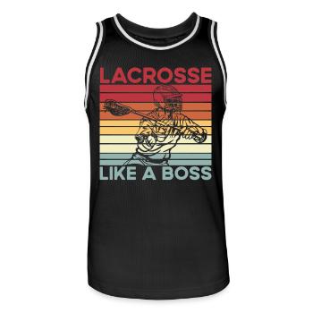 Lacrosse like a Boss - Männer Basketball-Trikot - Schwarz/Weiß - Vorne - AI Model Male 185 dark (185cm)