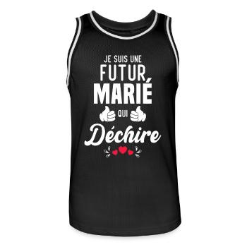 Cadeau Je suis un futur marié qui déchire - Maillot de basket Homme - noir/blanc - Devant - AI Model Male 185 dark (185cm)