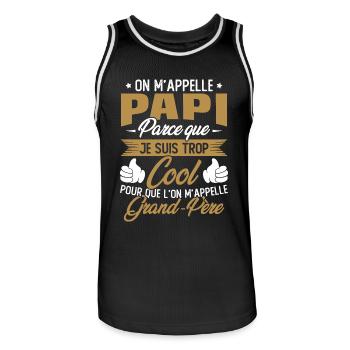 On M'appelle Papi Parce Que Je Suis Trop Cool - Maillot de basket Homme - noir/blanc - Devant - AI Model Male 185 dark (185cm)
