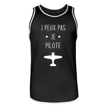 J'peux pas je pilote Cadeau vintage avion - Maillot de basket Homme - noir/blanc - Devant - AI Model Male 185 dark (185cm)