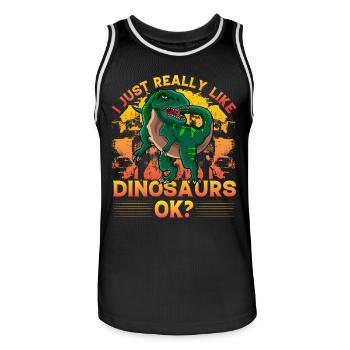 J’aime vraiment les dinosaures ok? - Maillot de basket Homme - noir/blanc - Devant - AI Model Male 185 dark (185cm)