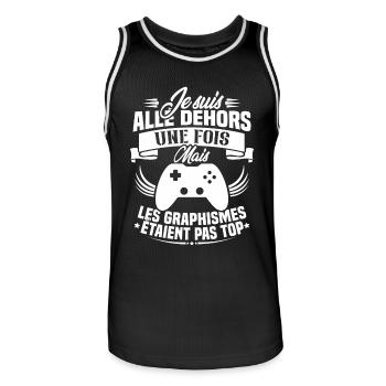 Humour cadeau console graphisme jeux vidéo - Maillot de basket Homme - noir/blanc - Devant - AI Model Male 185 dark (185cm)