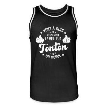 Voici à Quoi Ressemble le Meilleur Tonton du Monde - Maillot de basket Homme - noir/blanc - Devant - AI Model Male 185 dark (185cm)