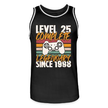 Geburtstagsgeschenk, Level 25 Complete 1998 - Männer Basketball-Trikot - Schwarz/Weiß - Vorne - AI Model Male 185 dark (185cm)