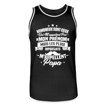 Les plus importants mappellent papa / Cadeau papa - Maillot de basket Homme - noir/blanc - Devant - AI Model Male 185 dark (185cm)