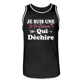 Je suis une Maîtresse qui déchiiiire - Maillot de basket Homme - noir/blanc - Devant - AI Model Male 185 dark (185cm)