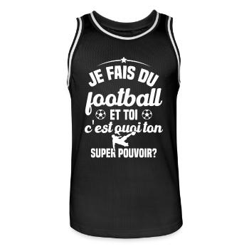 Humour cadeau foot / Je fais du football - Maillot de basket Homme - noir/blanc - Devant - AI Model Male 185 dark (185cm)