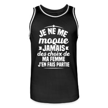Je ne me moque jamais des choix - Maillot de basket Homme - noir/blanc - Devant - AI Model Male 185 dark (185cm)