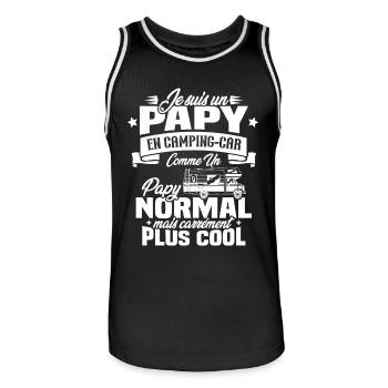 Un papy en camping-car comme un papy normal - Maillot de basket Homme - noir/blanc - Devant - AI Model Male 185 dark (185cm)