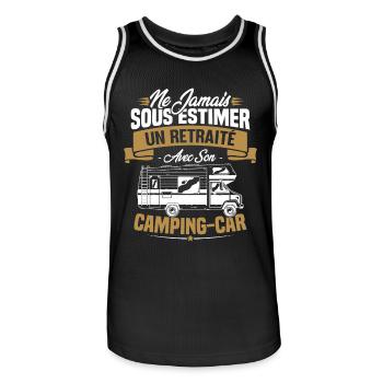 Un retraité avec son camping-car - humour cadeau - Maillot de basket Homme - noir/blanc - Devant - AI Model Male 185 dark (185cm)