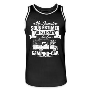 Un retraité avec son camping-car - humour cadeau - Maillot de basket Homme - noir/blanc - Devant - AI Model Male 185 dark (185cm)
