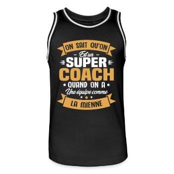 On sait qu'on est un super coach - Maillot de basket Homme - noir/blanc - Devant - AI Model Male 185 dark (185cm)