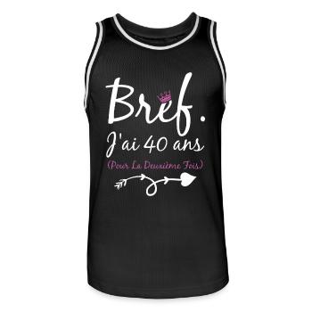 Femme cadeau d'anniversaire 80 ans - Maillot de basket Homme - noir/blanc - Devant - AI Model Male 185 dark (185cm)